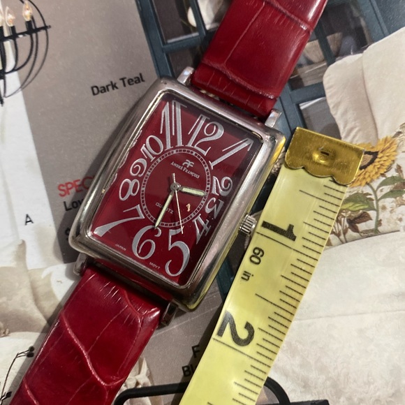Andre Francois Quartz Red Croc Band Watch - Picture 3 of 7
